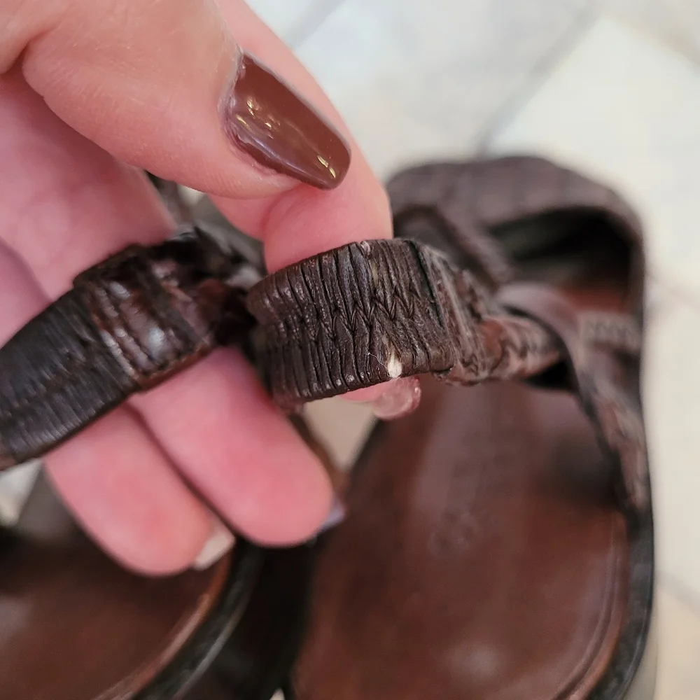 Cole Haan Brown Braided Leather Open Toe Flat Sandals 7.5_5